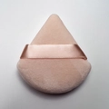 Small velvet triangular powder puff in nude finish with matching satin ribbon strap - Nude / Single Naked Pack