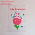 Frosted white 24x35cm travel storage bag with cute pink rabbit print and zip closure - 2# Flower Rui Rui Rabbit (Medium)