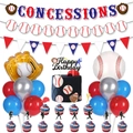 Complete baseball party decoration kit with banners, balloons and cake toppers - Letter Banner Toppers and Balloons Decor Set