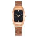 Montre tonneau ciel étoilé pour femme avec bracelet en maille magnétique rose doré - Or rose