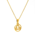 18K gold plated titanium steel Libra zodiac necklace with hollow circular pendant - Libra (SP641G-7)