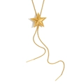 18K gold plated stainless steel star pendant necklace with long tassel chains for women - Star Drawstring Style (N3596) / Gold