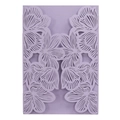 Laser cut purple floral wedding invitation cover in shimmering pearlescent paper - Lilac Purple