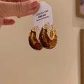 Retro amber leopard resin hoop earrings with gold-plated accents for a vintage look - Amber Tortoiseshell C-Shape / Gold Coffee (3# Clasp)