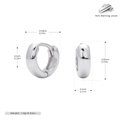 Detailed size specifications of 925 sterling silver hoop earrings with precise dimensions - Silver-6mm