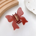 Reddish-brown butterfly hair claw clip with acetate finish and golden metal spring - Brown