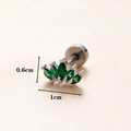 Clou d'oreille en acier argenté avec pierres marquises vertes en forme de couronne - Argent 4#-Couronne Verte / Argent