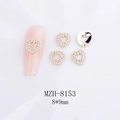 Ciondolo per unghie a cuore cavo 3D dorato con perle e strass misura 8x9mm - Cuore in Strass e Perle Oro Vuoto (8153)
