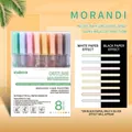 Set of 8 Morandi double line outline markers in transparent storage box for DIY art - 8 Colors Morandi Double Line (Yuye Lingfeng Set)