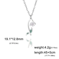 Silberne Edelstahl-Geburtsblumenkette mit lila-grünem Emaille-Tulpenanhänger - Stahlfarbe - Schneeglöckchen