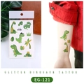 Glitter dinosaur temporary tattoos EG-121 featuring cartoon dinosaurs on kids' arm - EG-121 (Glitter Dinosaur)