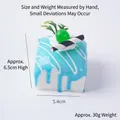 Square PU simulation cake with blue cream, green cherry, and 6.5cm size dimension - Apple - Blue Jam Square Cake