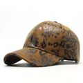Casquette de baseball classique à motif léopard marron avec visière courbée pour femmes - Marron