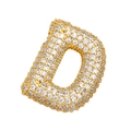 Golden pendant necklace featuring a puffy letter D design encrusted with sparkling crystals - D (Single Pendant)