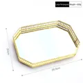 Rectangular gold metal mirror tray for jewelry and cosmetics storage 28.5cm x 20cm - Rectangle / Large / Gold