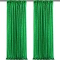Sparkling green sequin curtain panels with rod pocket design for festive events - Green