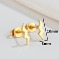Pendientes minimalistas de rayo dorado en acero inoxidable, tamaño 10mm por 3mm - Dorado