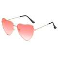 Pink heart-shaped sunglasses with rose gold metal frame and gradient lenses - Gradient Pink