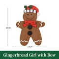 Gingerbread girl Christmas ornament with red bow and hat, 20cm large hanging decor - Large Gingerbread Girl with Bow