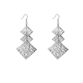Three-layer silver geometric hollow diamond earrings with multi-layered fringe texture - Hollow Rhombus / Silver