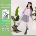 Imperméable jetable blanc transparent pour enfants de 100 à 150 cm en sachet poly - Haut (Pack de 1 Pièce Enfants) / Blanc Crème Enfants