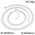 Silver watchband link necklace and bracelet jewelry set for women in stainless steel - Silver Style (KS228969-ZCG)