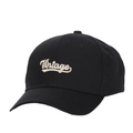 Klassische schwarze Baumwoll-Baseballkappe mit weißem Vintage-Stick und Luftlöchern - Schwarz