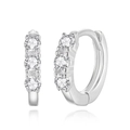 Elegante S925 zilveren oorringen met drie micro-geplaveide 8A zirkonia stenen voor dames - 925 zilver / Witgoud