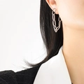 Orecchini a doppia catena d'argento per donna con design geometrico e nappa minimalista - Color Acciaio