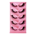 Cinq paires de faux cils volumineux œil de renard disposés sur un support rose de luxe - 5 Paires Plateau Rose (X201)