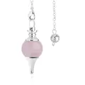 Elegant natural rose quartz crystal pendulum pendant with a polished silver chain - Rose Quartz