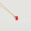 Minimalist gold necklace featuring a cute red enamel dinosaur pendant for women - Red Dinosaur