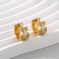 Orecchini a cerchio larghi bicolore con finitura oro lucido e argento spazzolato - Stile Bicolore Lucido Spazzolato Oro Argento (KE113000-XY)