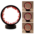 Pink natural crystal cluster night light with a round black base and USB power connection - Red Smelting (three Colors With Black Border) / Brown Kraft Paper Box Packaging (17*10.5*20.5cm)