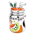 925 silver orange juice can bead charm with colorful enamel and straw for DIY jewelry - Orange Soda Charm