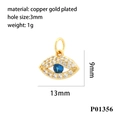Anhänger böser Blick aus 18K vergoldetem Kupfer mit blauem Kristall und Zirkonia Besatz - P01356-Augendesign-Zubehör