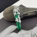 Green malachite hexagonal prism pendant with silver floral metal wrap design - Malachite (Pendant Only)