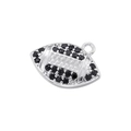 Detailed view of silver rugby ball pendant featuring sparkling black gemstones - VD1536 Platinum Black Zirconia (Rugby)