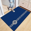 Blue rectangular looped pile doormat with Fu Jia character on wooden floor entryway - Fulan Spring Street Style - Blue / 40*60cm