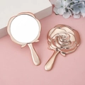 Specchio a mano oro rosa portatile con motivo floreale a rilievo per trucco e regali - Oro Rosa Galvanizzato