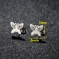 French vintage butterfly hollow stud earrings in stainless steel for women, 9mm by 7mm size - Butterfly Style (176) / 9x7mm / Steel