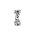 Silver bow-shaped charm bead with pavé crystals for 10mm rectangular mesh bracelets - Bow Style / Rectangular Hole 10*2mm / Silver