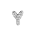 Silver letter Y charm pendant featuring sparkling white zircon pavé setting - Letter Y / Silver