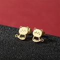 Orecchini a gatto dorati in acciaio inossidabile con design traforato moda - Oro