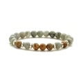 Naturstein Tigerauge und Labradorit Perlenarmband elastisch mit Silber-Zwischenstücken - Jaspis