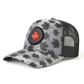 Cappellino da baseball traspirante con stampa foglia acero e logo 3D rosso in gomma - L(58-60cm) / Grigio