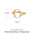 S925 sterling silver ring mount with vintage gold finish for 9x11mm oval gemstones - Antique Gold (9*11mm)