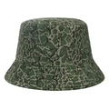 Dark green bucket hat with light grey marble pattern and wide brim, cotton sun hat style - Dark Green Marble (D-2)
