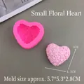 Detailed view of pink heart floral silicone mold with dimensions 5.7x5.3x2.8 cm - Small Pink