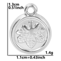 Silver stainless steel round charm pendant with tree engraving and size measurements - Snowflake - Silver